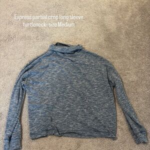 Express Heather Blue Turtleneck Crop Top